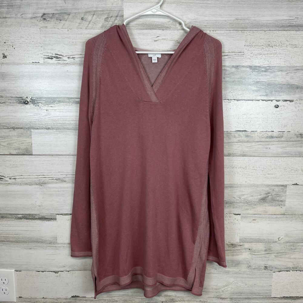 J Jill Hoodie Womens Medium Pink Lightweight Pullover Jacket Hooded Shirt